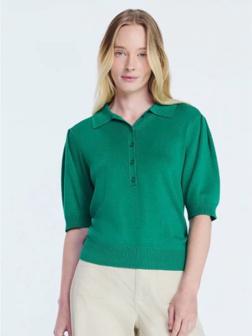 Free Assembly Green Short-Sleeve Knit Top